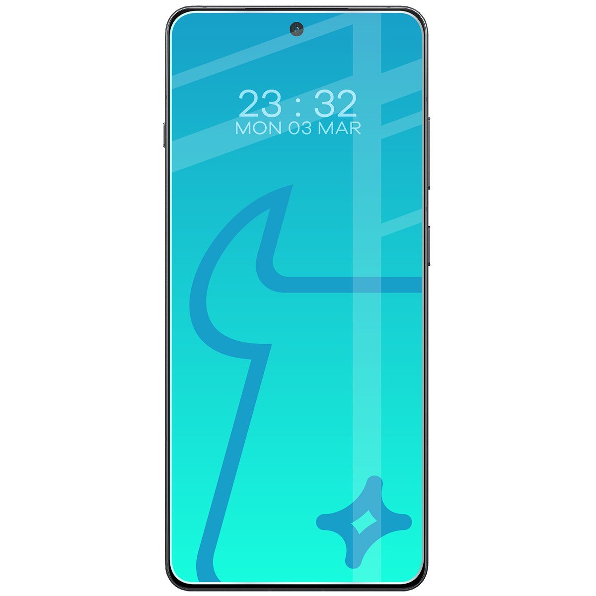 Wizualizacja na telefonie z nałożonym szkłem hartowanym Bizon Glass Clear